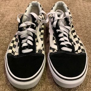 VANS black/white checkered tie sneakers sz 9 mens/10.5 Womens